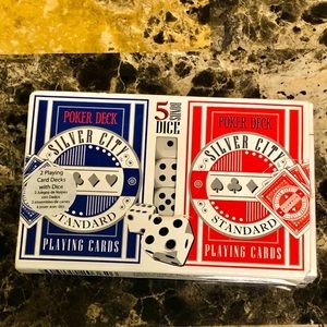 NWOT Silver City Poker Deck 2 Pack w/ 5 Bonus Dice